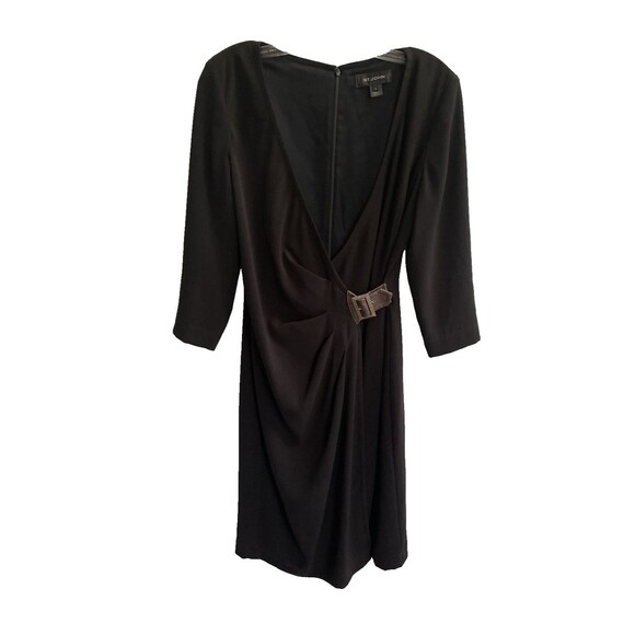 St. John Dresses & Skirts - St. John Dress Women’s 10 Black Wrap V-Neck 3/4 Sleeves Silk Lining Buckle Sz4